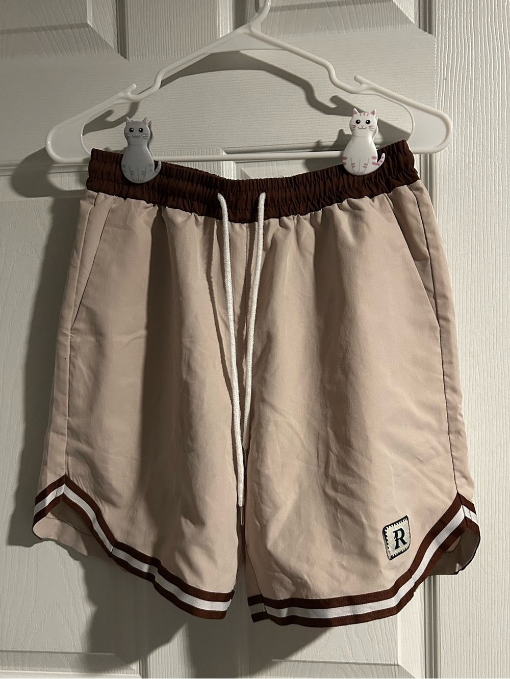 Tan and Green Drawstring Shorts